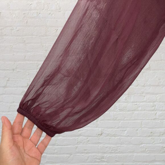 Joie Limited Edition Burgundy Mesh Blouse Size M - Picture 9 of 16